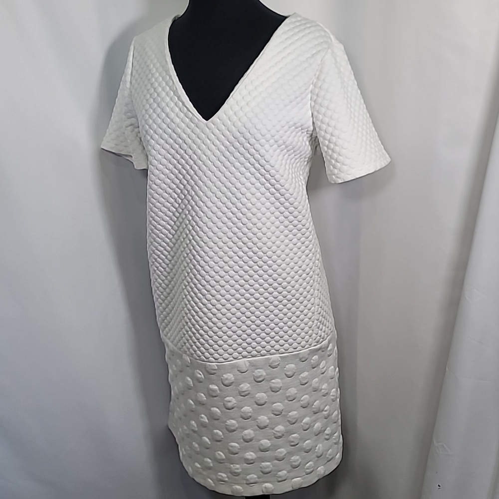 1. STATE Polka Dot Monochromatic V Neck Midi